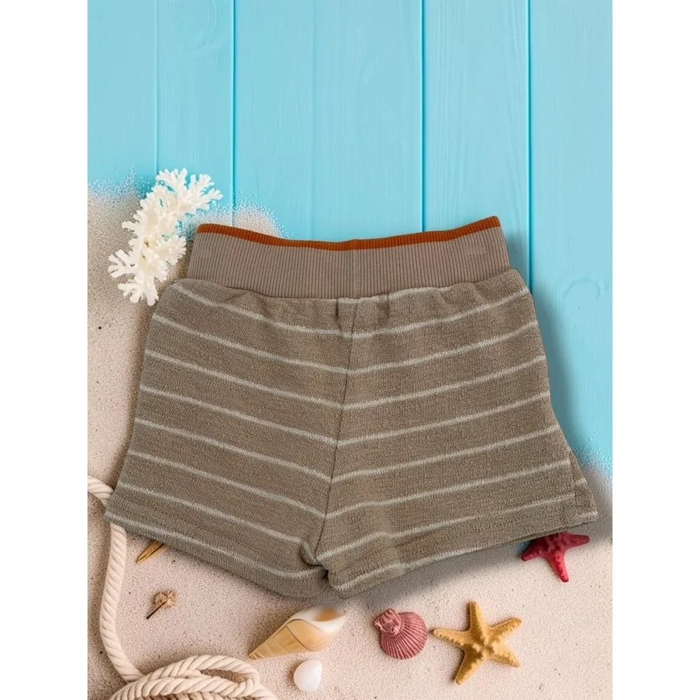 Rabbit Bear Organic Sunny Days Striped Terry Henley & Shorts Set 6-9M